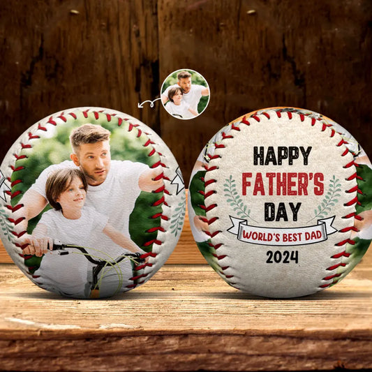 Custom Photo Happy Father's Day - Personalized Baseball