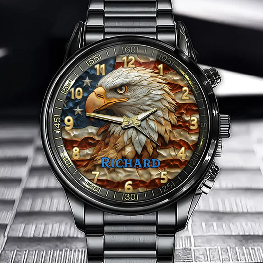 Patriotic Eagle - Personalized Bald Eagle Hand Watch