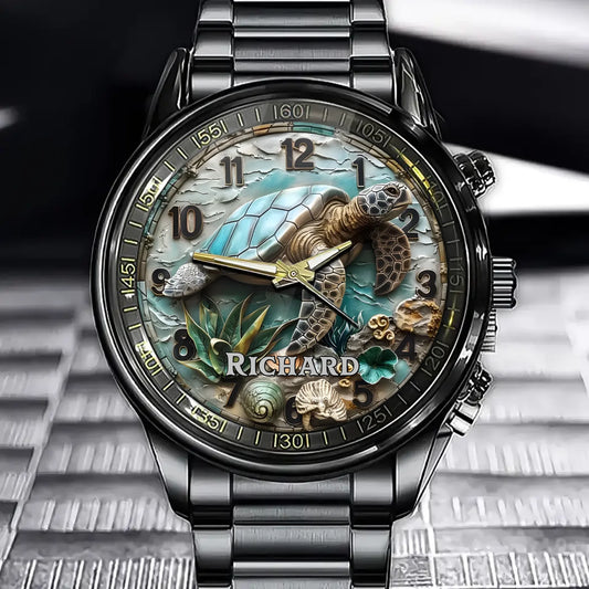 Ocean Turtle Watch - Personalized Ocean-Themed Hand Watch