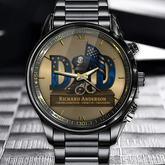 Personalized DAD Police Watch – Father’s Day Gift with Custom Name