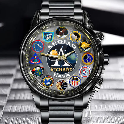 Timeless Apollo Mission Watch – Custom Name Edition Honoring Space Pioneers