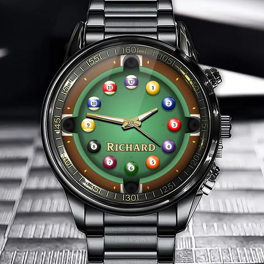 Personalized Pool Master Watch – Custom Billiard Ball Design with Your Name