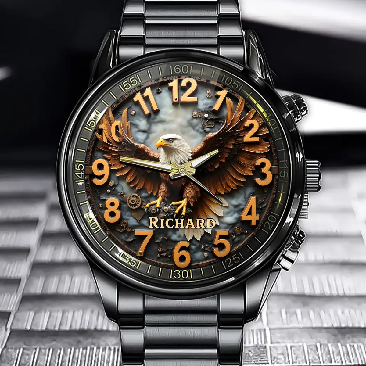 Personalized Patriotic Eagle Watch – Custom Name Vintage Design