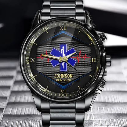Personalized EMS /EMT /Paramedic /Firefighter /Police Custom LOGO, Title & Time Watch