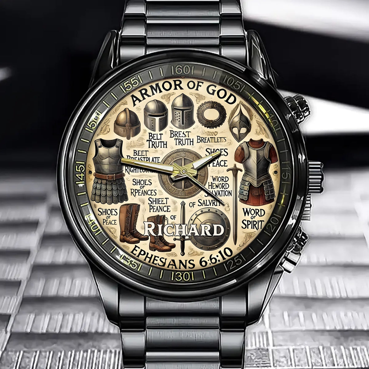 Custom Armor of God Watch - Personalized Name and Faithful Design