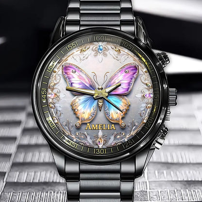 Personalized Elegant Butterfly Watch – Add Your Name for a Unique Touch