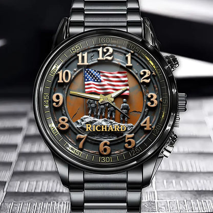 Customizable Name - American Hero Watch - Perfect Gift for Veterans & Active Duty Military