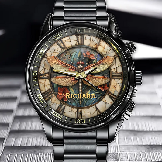 Personalized Dragonfly Watch - Add Your Name Into The Nature