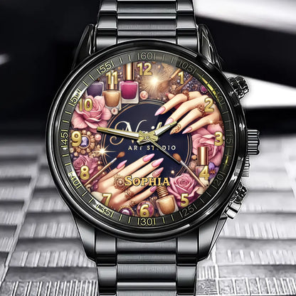 Personalized Nail Art Watch - Add Your Name to the Glamorous Design