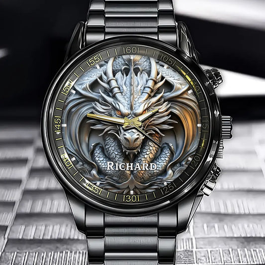 Personalized Mythical Dragon Watch - Add Your Name in the Legendary Style