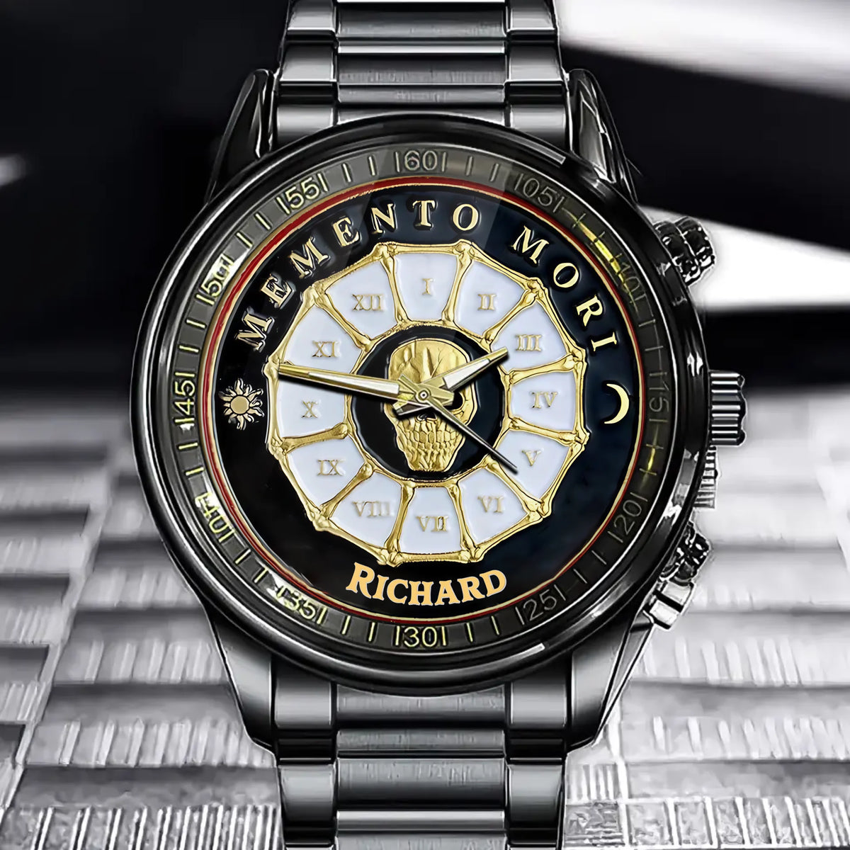 Personalized Death Skull Watch, Add Your Name, Always Remind You to Remember Death, Cherish Time, Respect Life