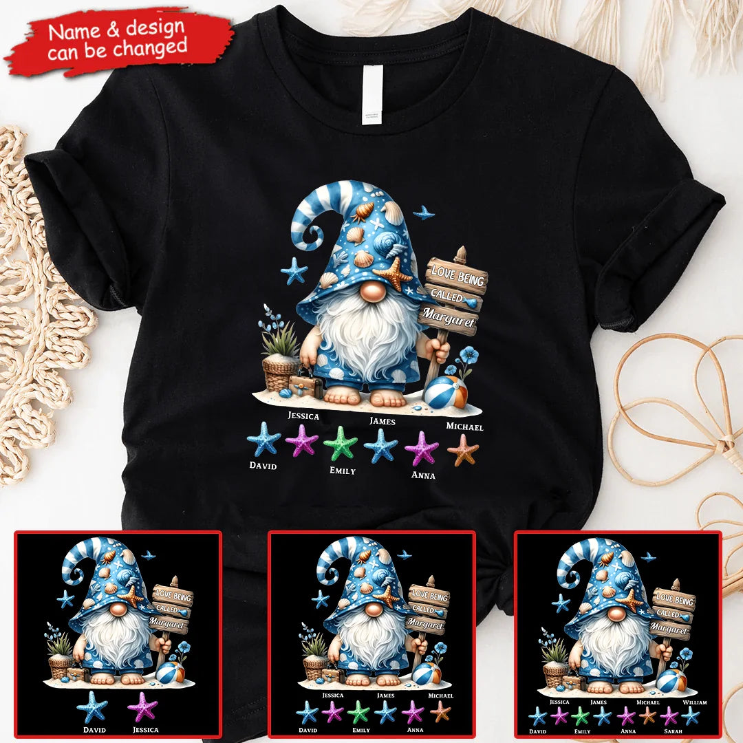 Summer Starfish Gnome Grandma - Personalized Custom T Shirt - Summer Gift for Grandma/Nana/Mimi, Mom, Wife, Grandparent