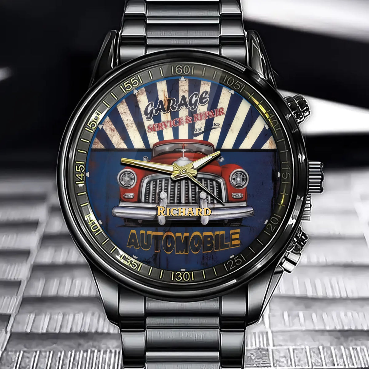 Personalized Auto Mobile Garage Vintage Art Watch
