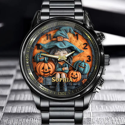 Personalized Enchanting Witch Girl Watch – Spooky & Cute Design