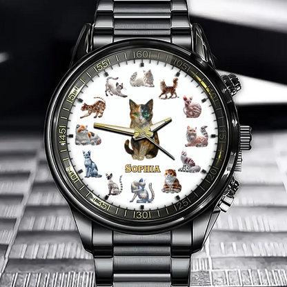 Personalized Crystal Cat Lover’s Watch – Add Your Name to the Sparkling Dial