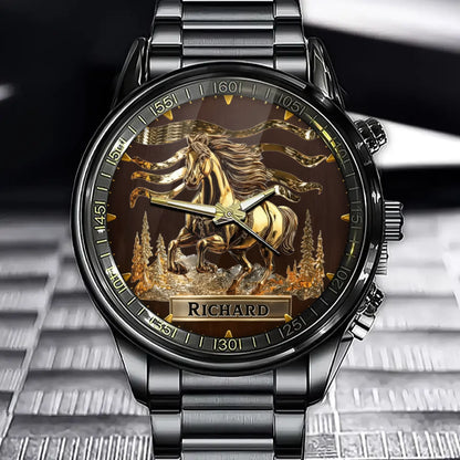 Personalized Galloping Stallion Watch – Unique Gift for Horse Lovers