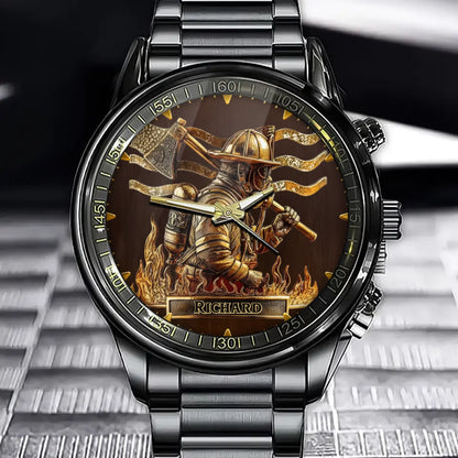 Personalized Firefighter Hero Watch – Custom Name & Gold Relief Artwork