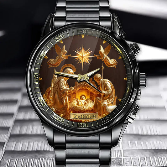 Personalized Golden Nativity Watch - A Personalized Tribute to Faith