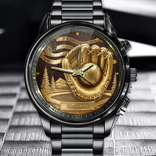Personalized Golden Baseball Watch - Baseball Passion Meets Elegance