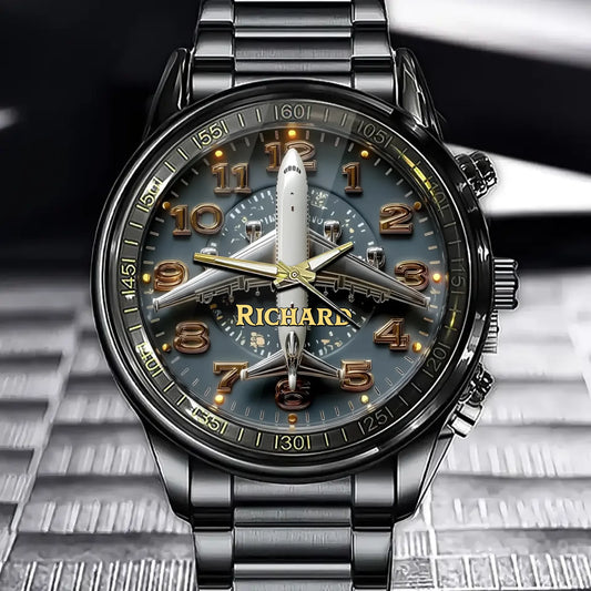 Personalized Aviation Inspired Watch - Custom Aircraft Design
