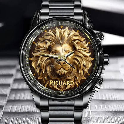 Golden Lion Personalized Watch - A Gift of Strength and Style