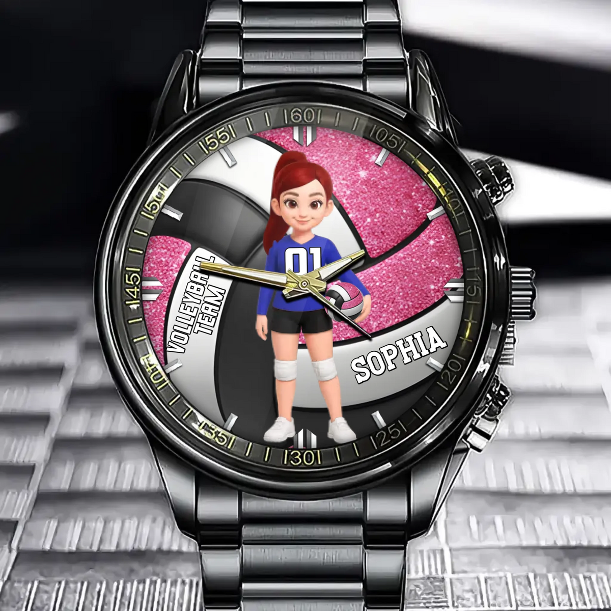 Personalized Volleyball Boy & Girl Watch - Custom Athletic Character Design with Volleyball Motif