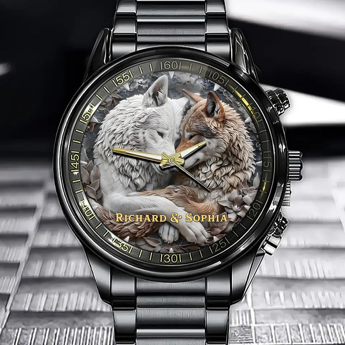 Personalized Wolf Couple Watch - Customized For Animal And Nature Lovers