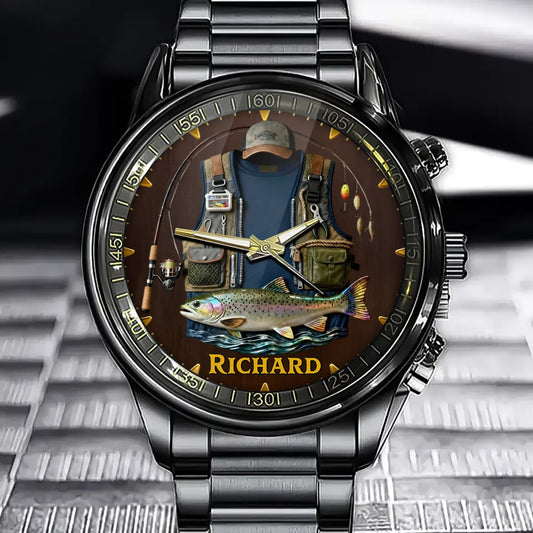 Personalized Fisherman's Vest Watch - Perfect For Fishing Enthusiasts To Show Their Passion