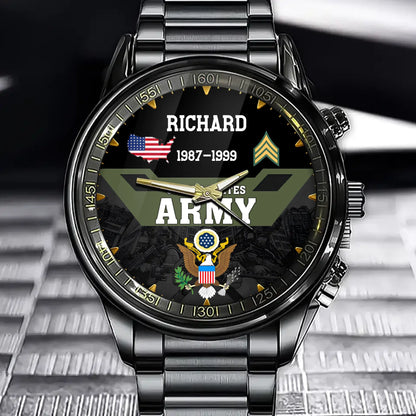 Personalized US Military Service Watch - Premium Inspired Timepiece, Perfect Gift for Veterans & Father's Day