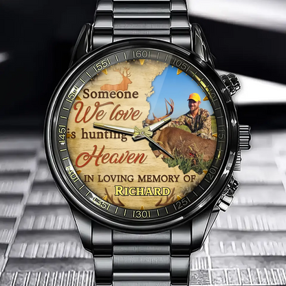 Personalized Paradise Hunting Commemorative Watch - A Timepiece With A Custom Photo, Perfect For Deer Hunting Enthusiasts