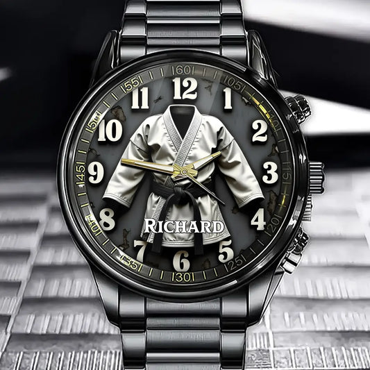 Personalized Karate Themed Watch - Custom Karate Uniform Art Dial for Martial Arts Fans