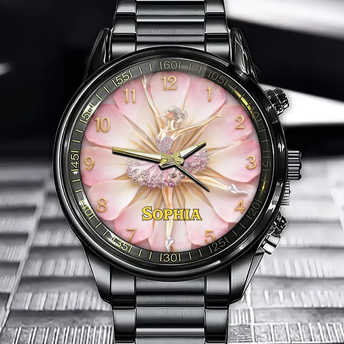 Personalized Ballerina Name Watch - Delicate Dancer Dial with Custom Name Addition