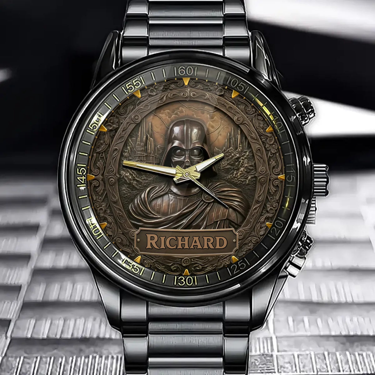 Personalized Dark Warrior Watch – Elegant Gift Watch with Custom Name