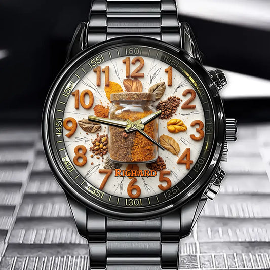 Personalized Natural Fragrance Watch—With A Rustic Feel And Natural Wood Grain Patterns.