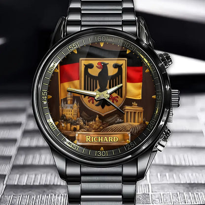 Personalized German Flag Traditional Watch - Adorned With The Federal Eagle
