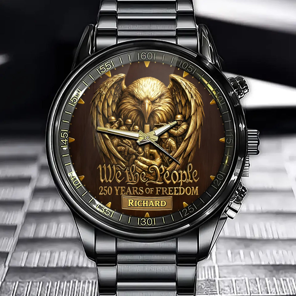 Personalized "We The People" 250 Years Of Freedom Eagle Watch - For Patriotic Gifts & Daily Wear