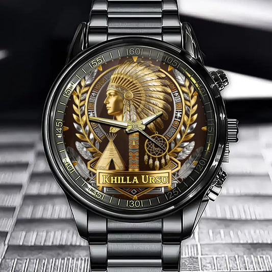 Personalized Native Heritage Watch – Custom Name Edition with Tribal Motifs