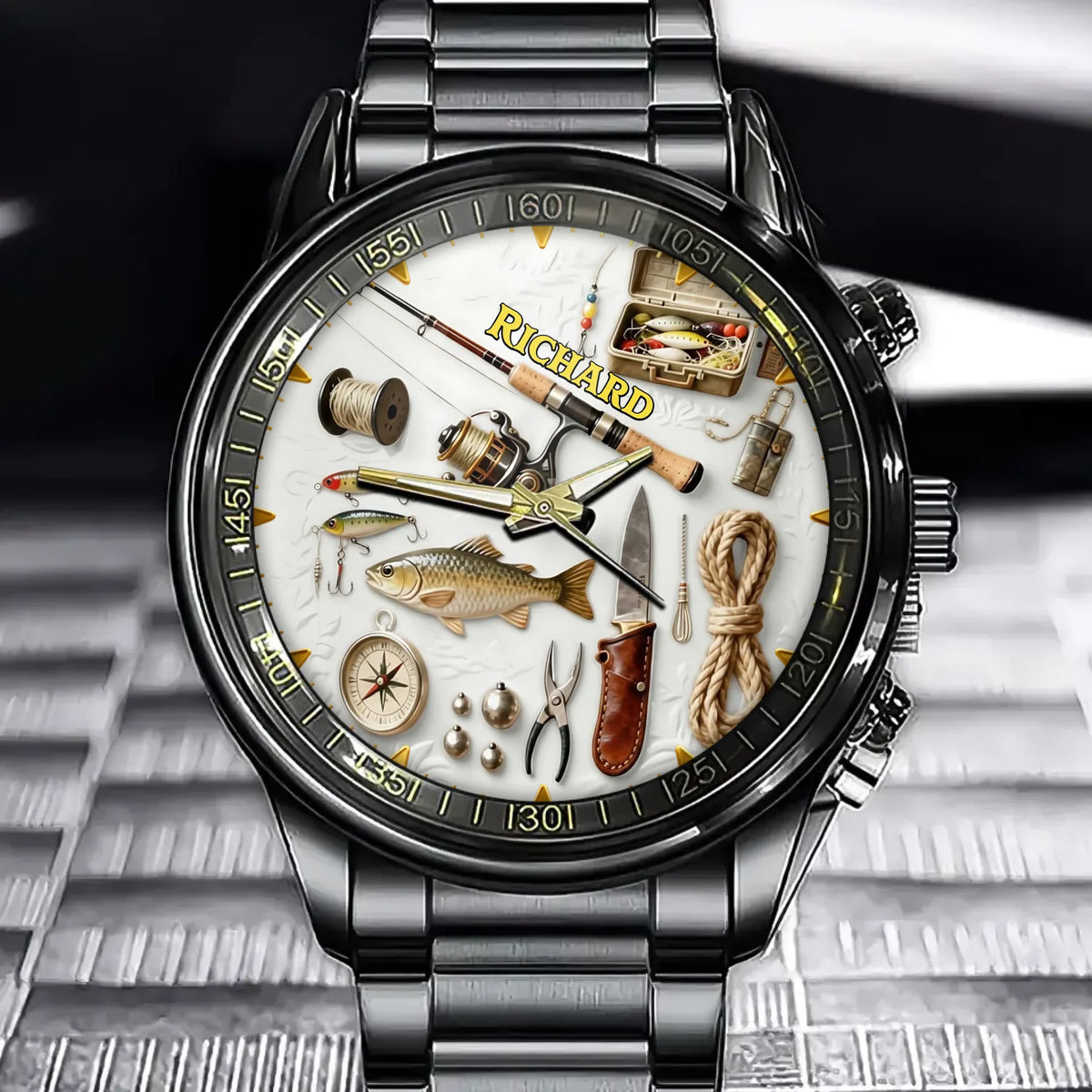 Personalized Fishing Tool Watch - Custom Fishing Rod & Tackle Handwatch