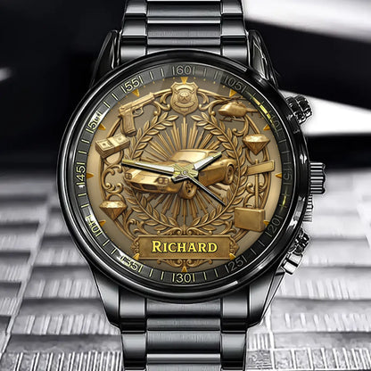 Personalized Urban Heist Watch – Add Your Name, Crime & Luxury Theme