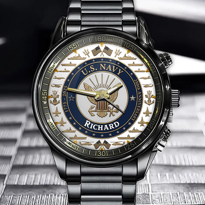 Personalized U.S.Military Anniversary Watch - Service Themed Design With Custom Name