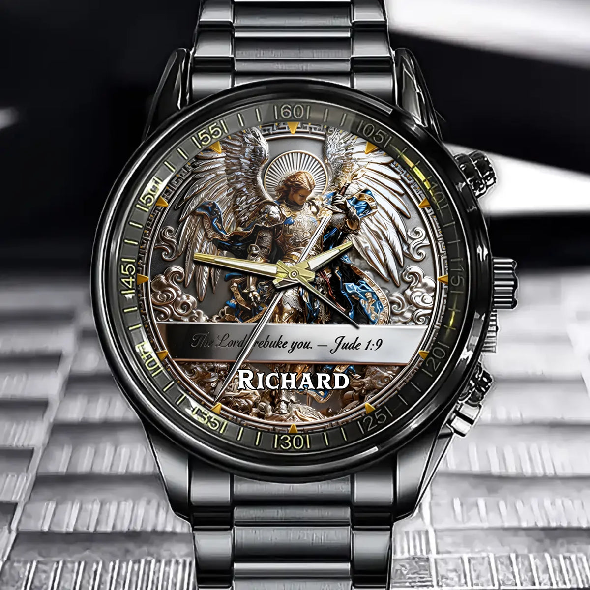 Personalized Angel Warrior Christian Watch - Jude 1:9 | Custom Name