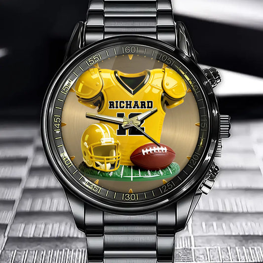 Personalized Football Fan Watch - Sport Motif Style with Custom Personalization Add-On
