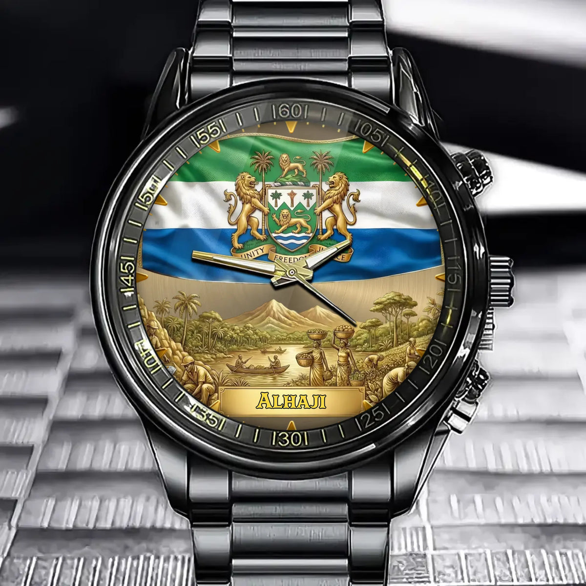 Personalized Sierra Leone Coat Of Arms Watch - Custom Engraving For National Pride