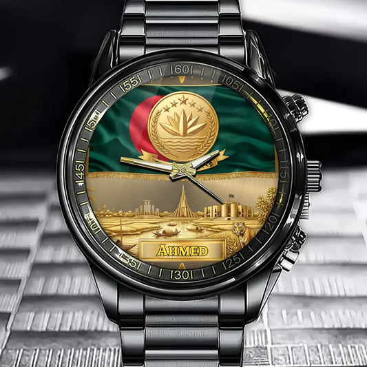 Personalized Bangladesh Coat Of Arms Watch - Custom Engraving For National Pride
