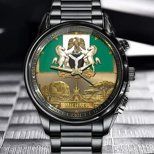 Personalized Nigeria Coat Of Arms Watch – Custom Name For National Pride