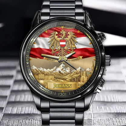 Personalized Austria Coat Of Arms Watch - Custom Engraving For National Pride