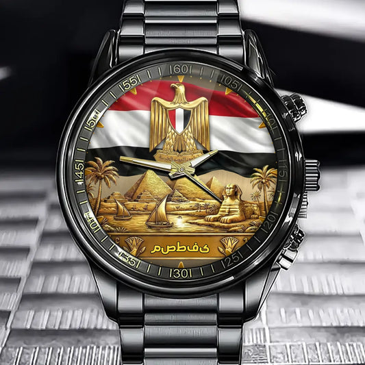 Personalized Egyptian Coat of Arms Watch - Custom Engraving for National Pride