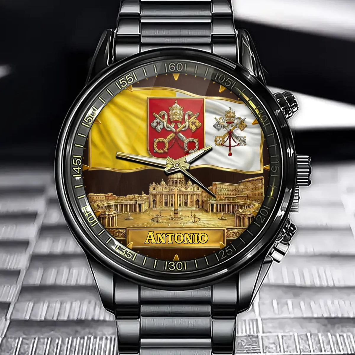 Personalized Vatican Coat of Arms Watch - A Timeless Symbol of Faith and Pride