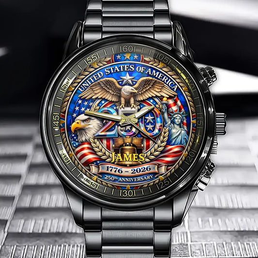 Personalized American 250th Eagle Glory Watch – Custom Name for History Tribute
