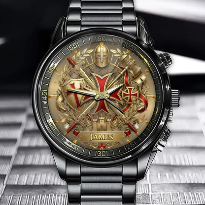 Personalized Knights Templar Cross Emblem Watch
